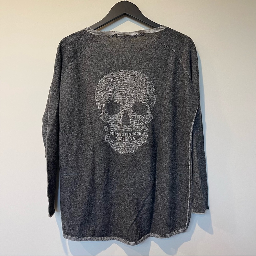 SKULL CASHMERE L/S COTTON SWEATER in Graphite